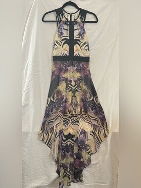 Bebe Hi Low Floral Birdcage Dress Sz 0